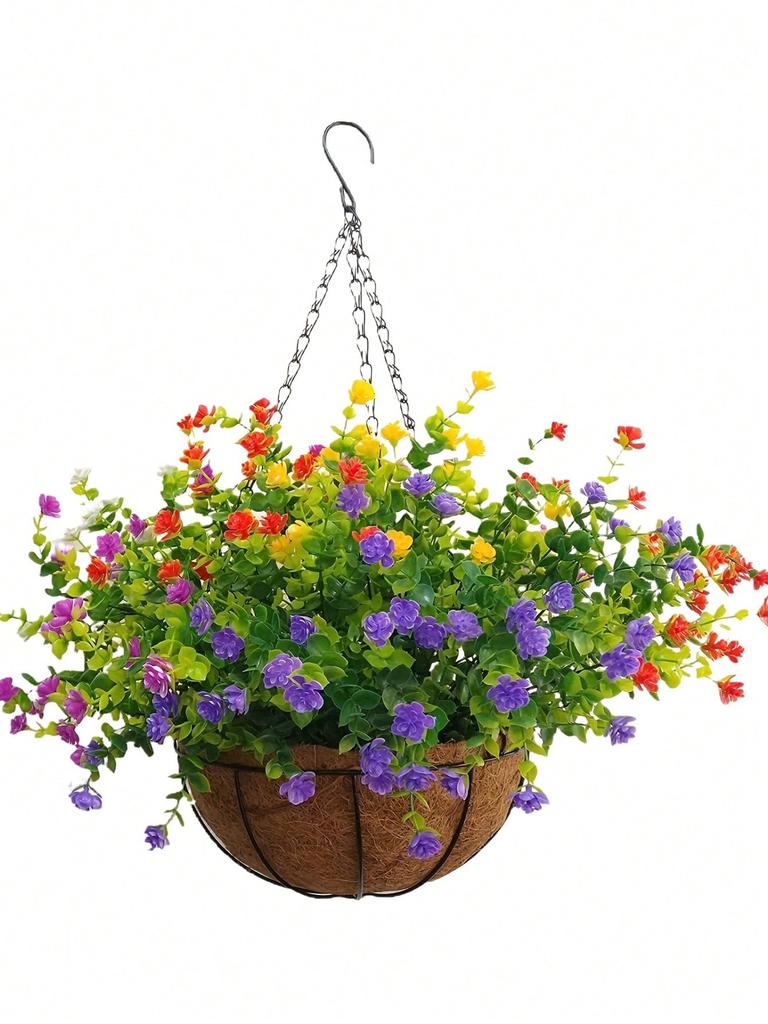 Spring and summer gardening iron frame coconut palm flower basket hanging basket flower pot hanging basket 1pc
