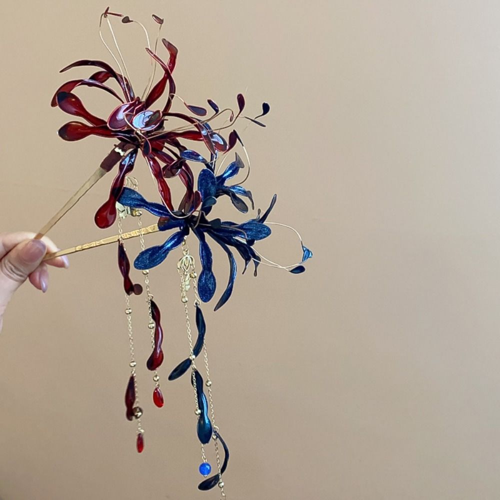 Super Fairy Dripping Oil Tassel Hairpins Hanfu Chopsticks  For Woman Girl Hair Accessories