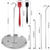 Stainless Steel BBQ Kit: Vertical Screw Pot, 3 Removable Brushes, Pads, Gloves, Oil Bottle, Brush Hooks.