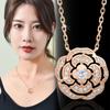 Fashionable 18k White Gold And Rose Gold Flower Pendant Necklace With Accents Diamond