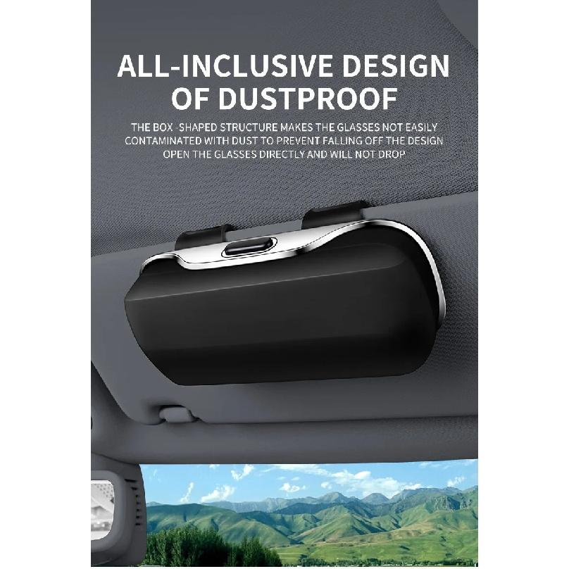 Universal Car Visor & Dashboard Sunglasses Holder, One-Hand Quick Clip, Scratch & Shockproof Eyewear Case Resistant Car Storage