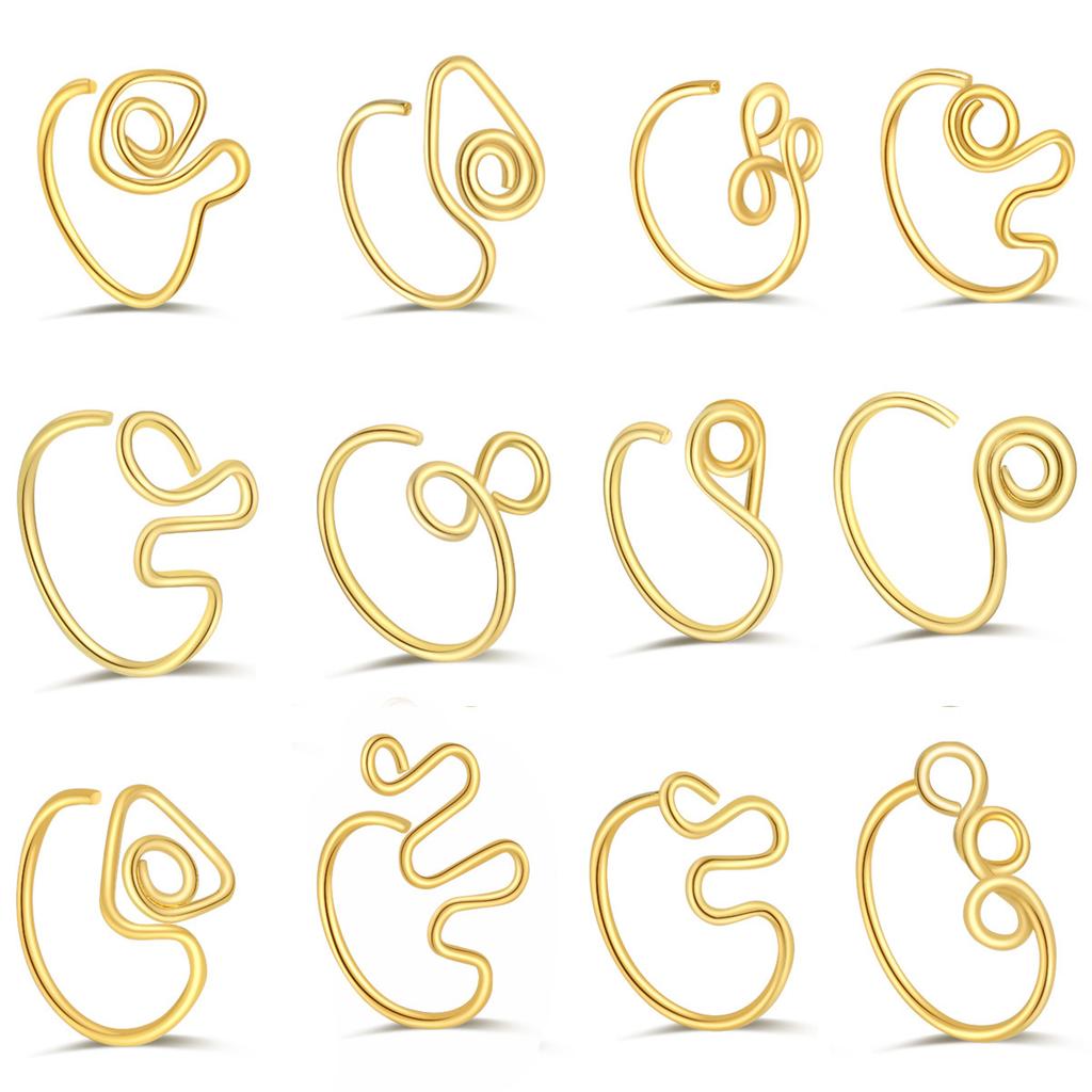 Winding Special-Shaped Nose Ring Music Note Love Shape Design Gold Special-Shaped Niche Nose Ring Ear Cartilage Clip