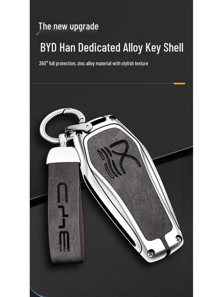 BYD Key Case Metal Shell: Anti-Lost Protection for Song PRO, Han, Tang, Song PLUS, Song MAX, Qin PRO Models.