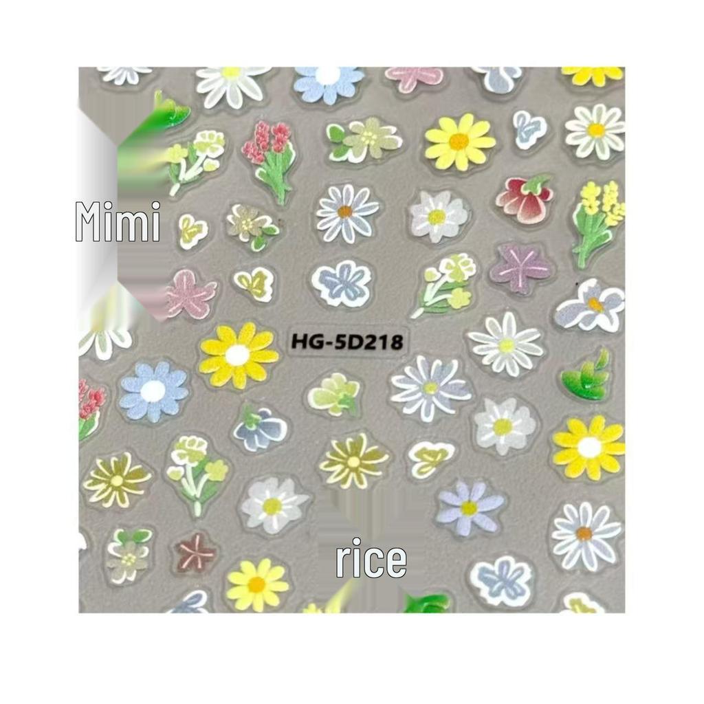 Grasshopper Lighter Daisy Embossed Nail Art & Flourishing Flowers DIY Decorative Adhesive Stickers Set