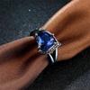 Fashion Couple Rings Romantic Women Heart Blue Rhinestones Zircon Ring Men Stainless Steel Celtic Dragon Ring Wedding Jewelry