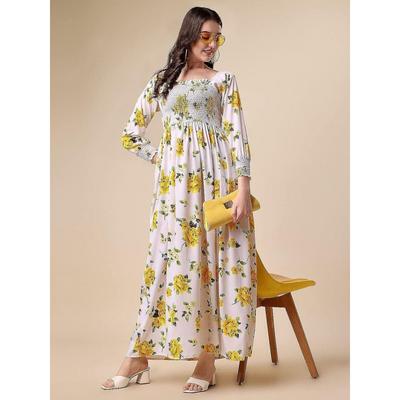 Sheetal Associates Women's Floral Printed Crepe Full Length Dress