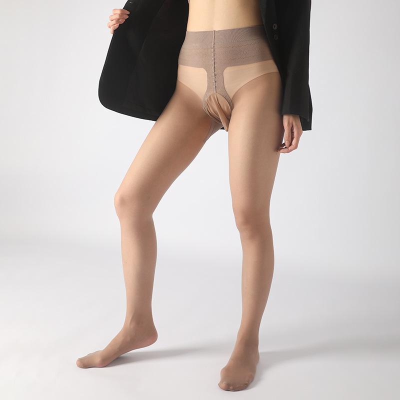 Plus Size Men'S Penis Sleeve Peach Buttocks 2100Kg Ultra-Thin Stockings Anti-Snag Sheer Sexy Invisible 5D Bare Leg Stockings