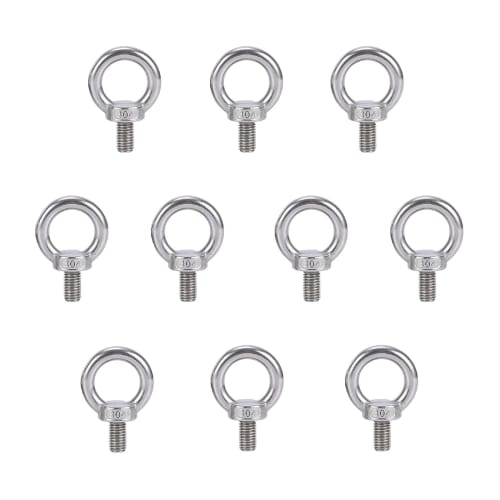 YFFSFDC M6 Eye Bolts, Set of 10, Stainless Steel, for Hanging, Reinforcement, and Auxiliary Hardware, Furniture