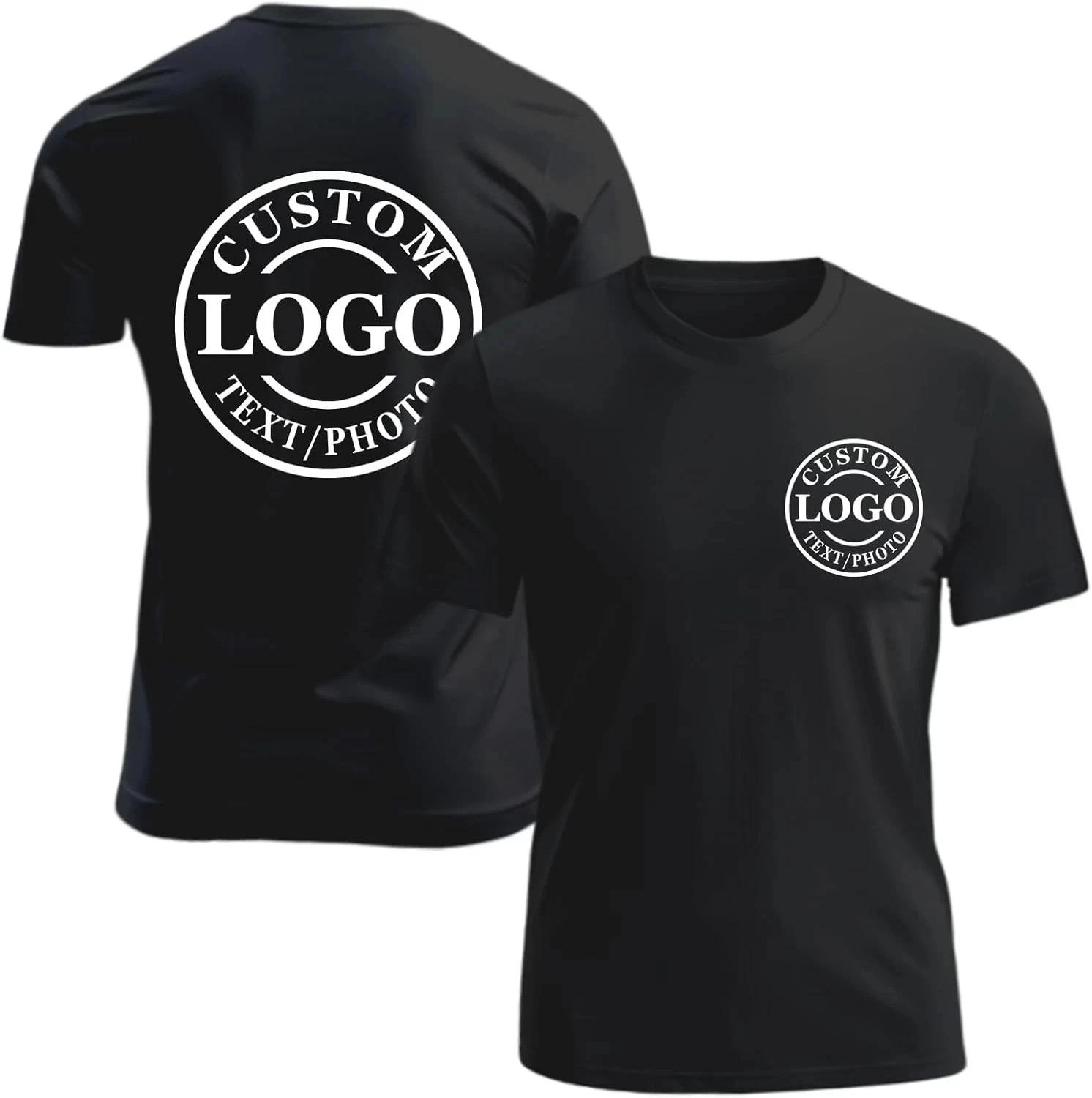 Custom T-Shirt Personalized Upload Photo Text Logo Front & Back 100% Cotton 4XL