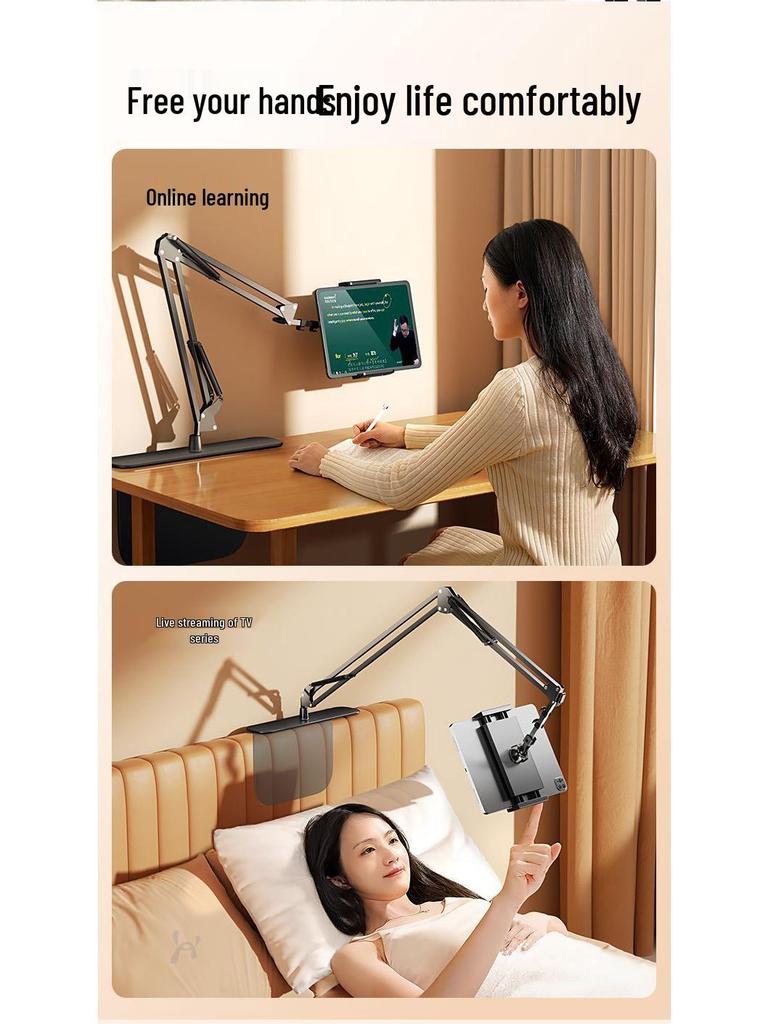 Rotating Tablet & Phone Holder for Bed – Adjustable Arm for Watching or Streaming