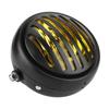   Motorcycle Retro Black   Grill Cover Hdlamp Front Hdlight Yellow Lens