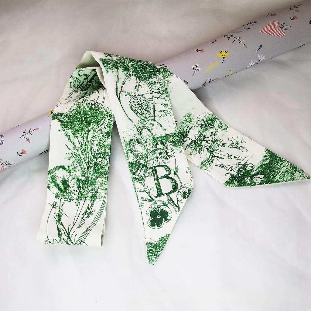 Fashion Skinny Scarf Women Luxury Letter Printing Tie Bag Handle Ribbon Hair Band Women's Headscarf New Lady Design Silk Scarves