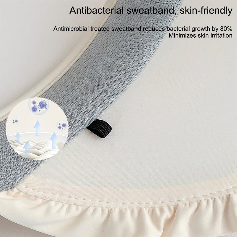 Sweetheart Ice Silk Wide-Brim Lace Sun Hat Breathable Open-Crown Visor With Uv Protection For Travel