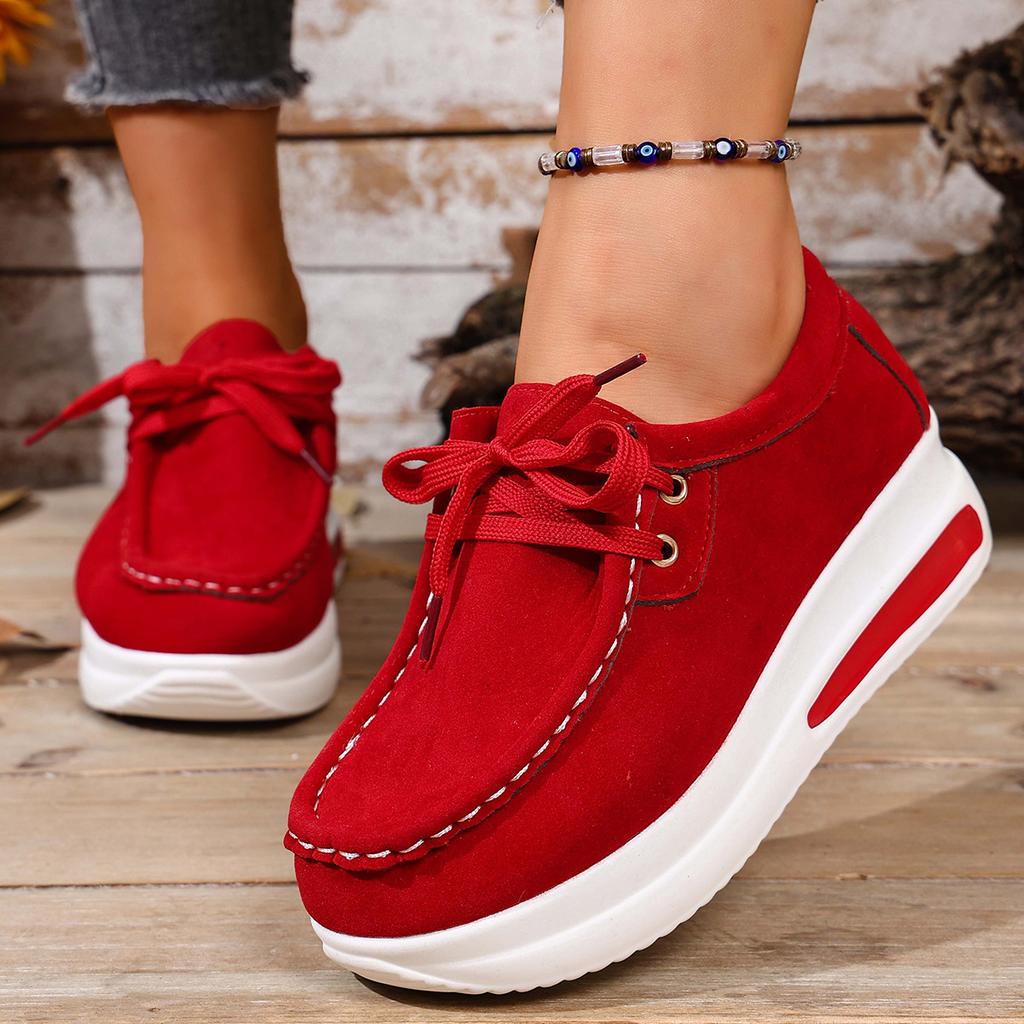 Fashion Solid Color Thick Bottom Lace Up Walking Women's Shoes Female Breathable Non Slip Platform Shoes Chunky Sneakers Women