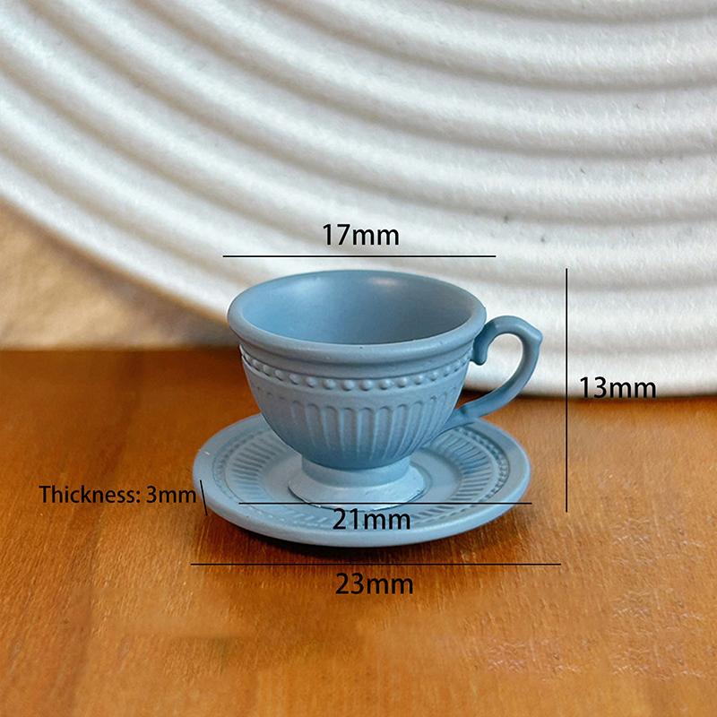 2PCS Small Luxury French Coffee Cup Plate Set Toy Dollhouse Mini Furniture Model DIY Accessories Miniature Scene Decoration
