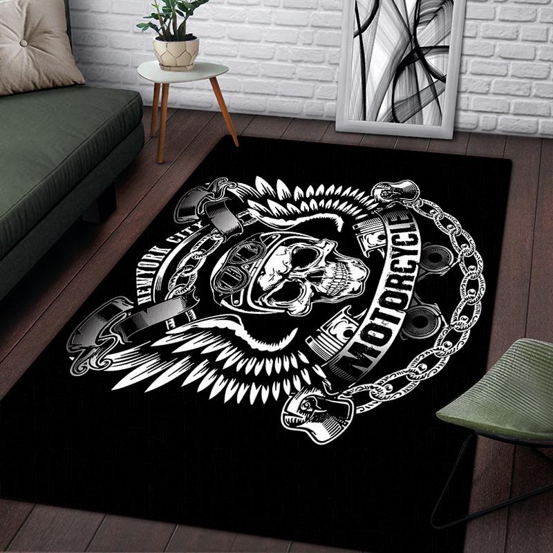 Vintage Ornamental Skulls Rose Pattern Decorative Square Rug Modern House Living Room Floor Matte Bedroom Carpet Art Poster Mat