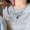 Zircon Square Pendant Double-layer Long Necklace, Fashionable and Exquisite Sweater Chain.