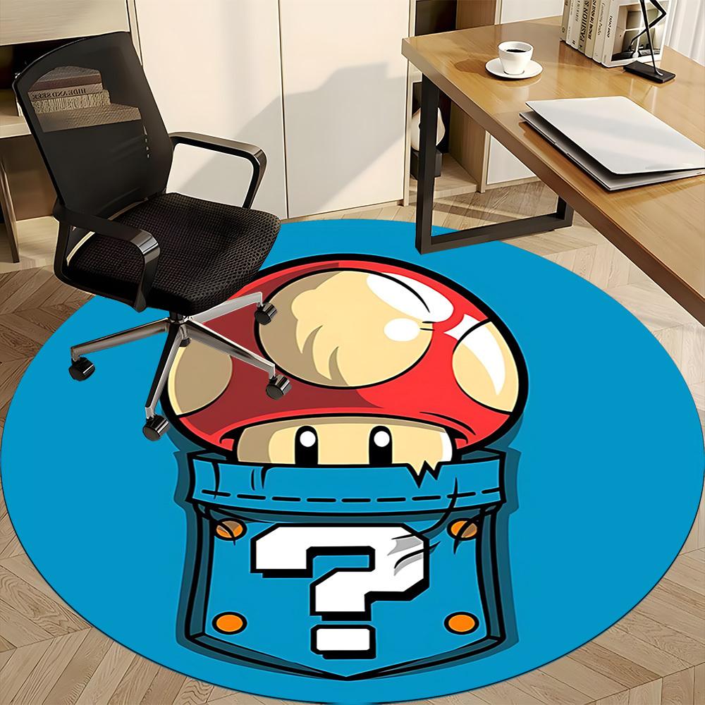 1pc Mario Mushroom Mystery Office Round Area Rug,  Under Office Chairs Bedroom Living Room Home Decor a0926205