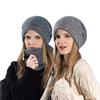 Damen Strickmütze Winter Europäisch und Amerikanisch Warme Mütze Schal Set Fleece Ohrenschützer Pullover Wollmütze