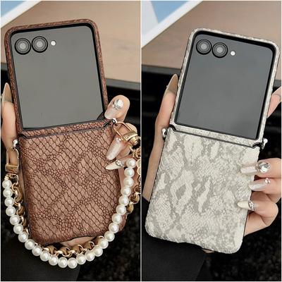 Plain Python Skin Pattern Side-hung Phone Case For For Motorola Razr60 Ultra Razr 60 50 Ultra Moto Razr Protect Cover