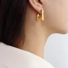 French Style Geometric Square Titanium Steel Earrings, Personalized 18K Gold Ins Accessories