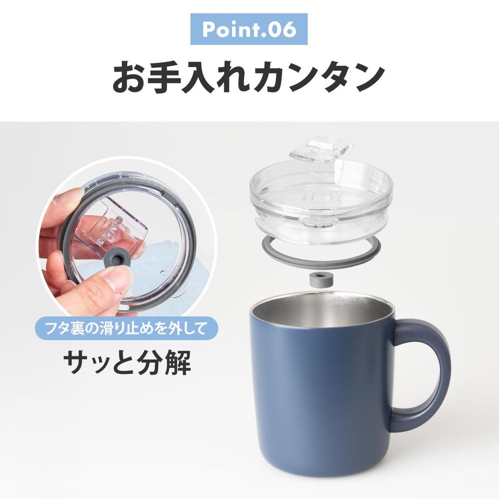 Atlas Stainless Steel with Vacuum Keeps Coffee Hot or Perfect for Hot or Iced Navy Cafe Link Mug, 400ml, Lid, Insulated, Cold, Coffee, Blue,