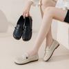 Genuine Cowhide Mom Shoes, Versatile Hollow Cutout Flat Casual Leather Shoes, Summer Soft‑Sole Breathable Slip‑on Shoes SA‑998‑1