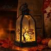 Halloween Party Decorations Candle Lantern, Decorative Spooky Witch Skeleton Pumpkin Tabletop Accessory Light for Haunted House, Front Porch,