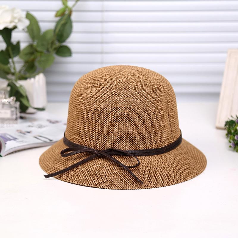 Versatile Breathable Mesh Basin Hat Bow Straw Bucket Hat Women Summer Travel Sun Protection Visor Sun Hat
