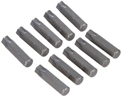 WERA Torx Screwdriver TX40 Cutting 25mm Overall 072412 10-Pack Bits, 6.35mm Drive, Edge, Length,