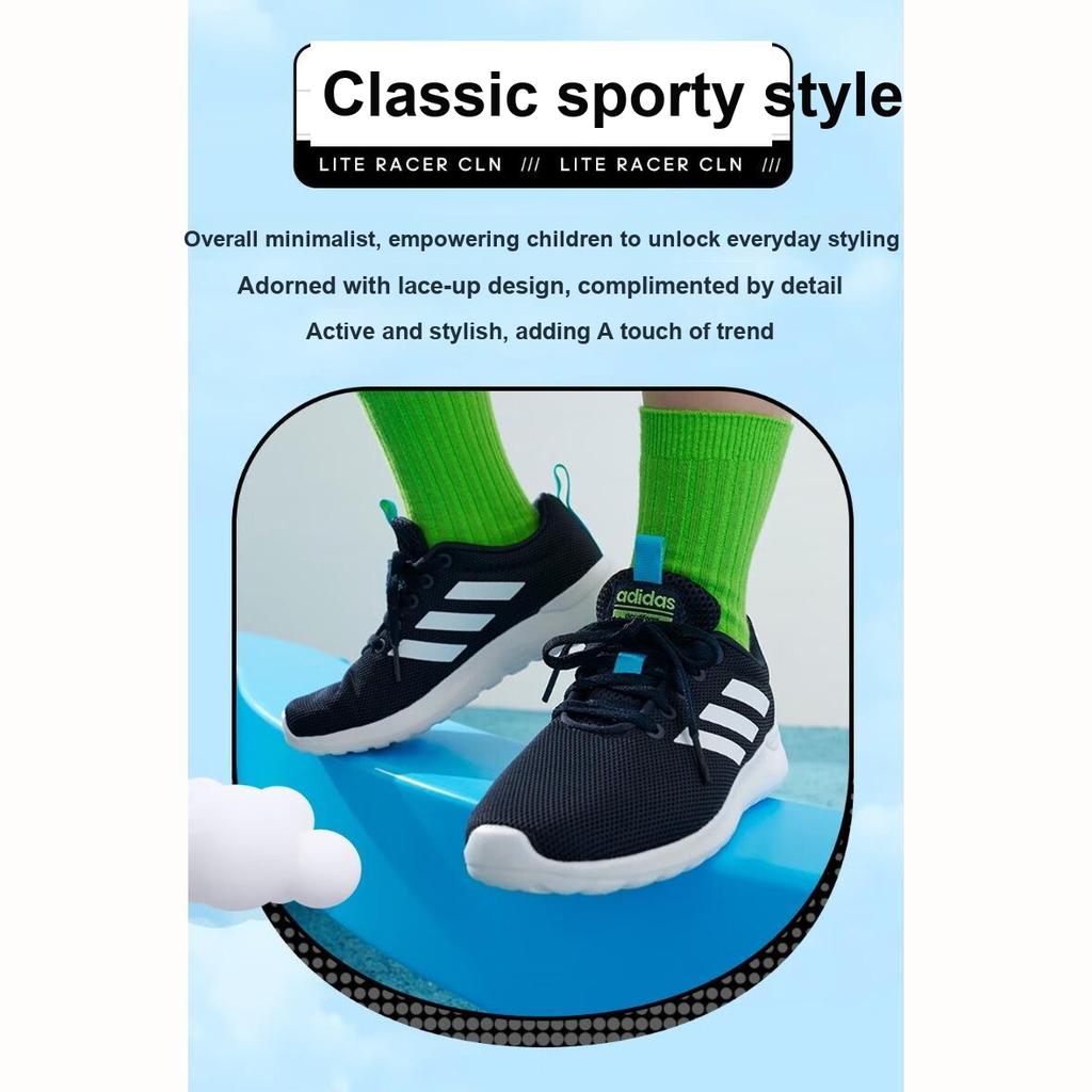 adidas Neo Lite Racer Bequeme Atmungsaktive Low-Top Freizeitschuhe Kinder Sneaker Schwarz Blau FV9608
