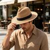 Boho Style Summer Hat Men Paper Straw Sun Hat, Breathable Wide Brim UV Protection Beach Foldable for Outdoor Vacation Travel