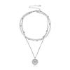 European and American Jewelry Versatile Round Tag Necklace Women's Personality Simple Multi-layer Round Bead Chain Necklace