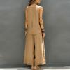Women's Ccasual Sleeveless Vest And Wide Leg Pants Cotton Linen Set