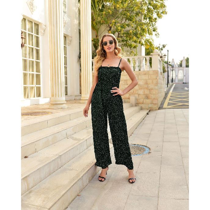 Women'S Polka Dot Print Strapless Loose Wide-Leg Jumpsuit