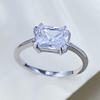 S925 Sterling Silver Square-Cut Zircon Ring for Women (6x8mm)