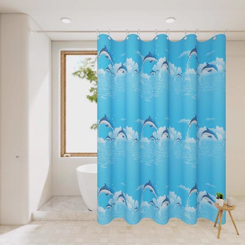 Transparent Waterproof Shower Curtain Bathroom Translucent Partition Curtain Easy Clean Wipe Mildew Proof Curtains with Hooks