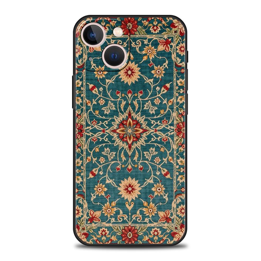 Persian Floral Pattern Luxury Phone Case For iPhone 16 13 15 14 12 11 Pro MAX XR X SE XS 7 8 Plus Soft TPU Shockproof Cover