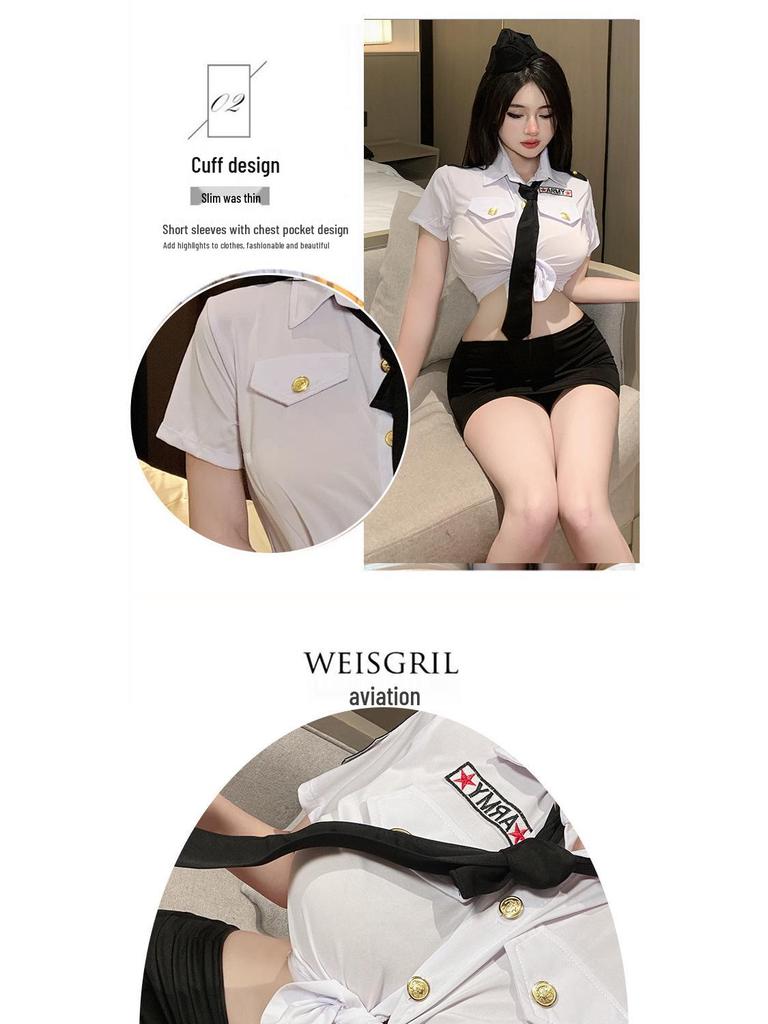 Seductive Secretary and Policewoman Lingerie Set - Sexy Bodycon Skirt Uniform for Women 2081