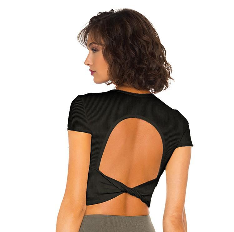 Lulu Women's Quick-Drying Yoga Top with Chest Pads for Pilates, Running & Fitness - Sexy Short Sleeve Design