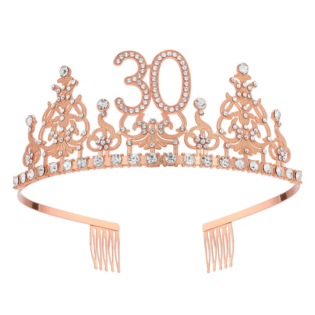 Fashion Alloy Digital Crown With Diamond Tiara 18Th Birthday Party Pearl Alloy Headband