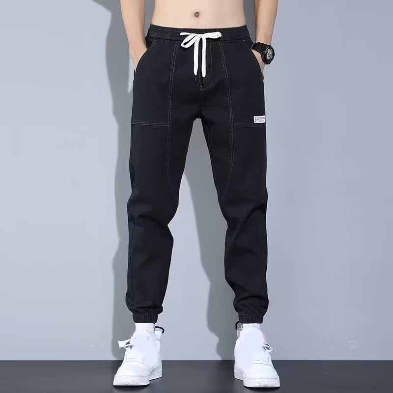 

Spring Autumn Plus Size Four Seasons Retro Thin Section Loose Straight Trousers Men s Drawstring Leg Elastic Waist Jeans 5XL
