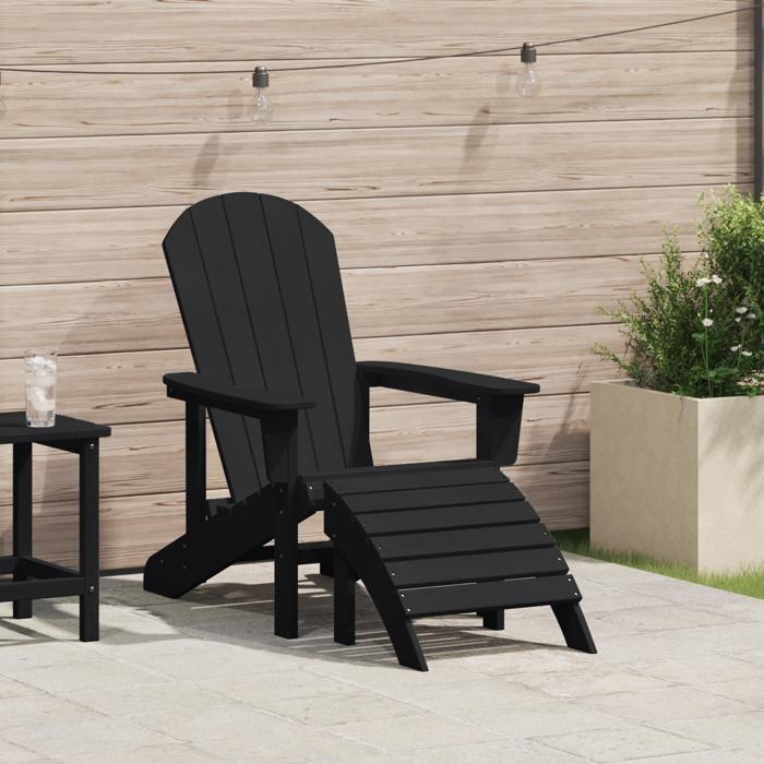 VidaXL Chaise Adirondack avec repose-pieds noire HDPE durable pour une détente extérieure confortable, mobilier de jardin, 42006631