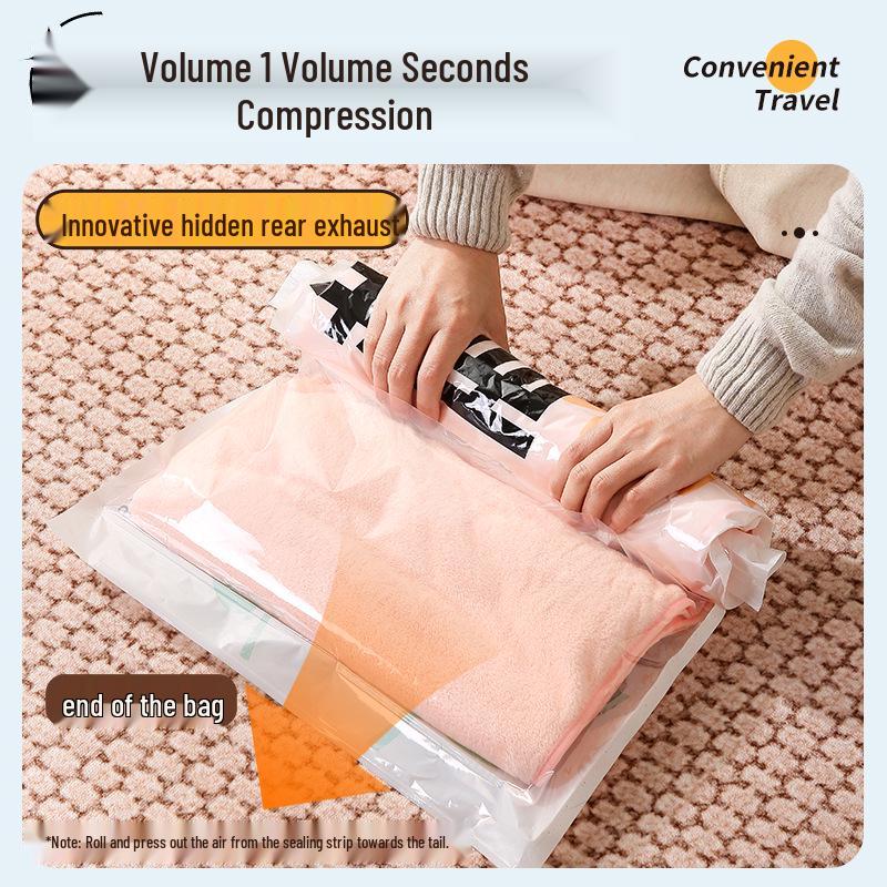 Cute Hand-Rolled Vacuum Compression Bag for Clothes Storage