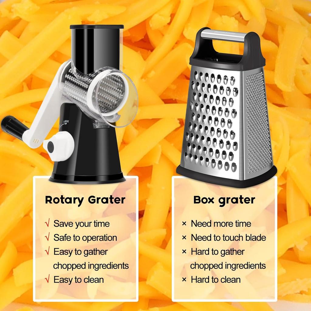 Vegetable Cutter Slicer Manual Kitchen Cheese Chopper Machine With 3 Sharp Drums Multifunctional Garlic Potato Shredder