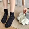 Solid-colored Cotton Socks, Women's Short Socks, Summer Trendy Polka Dot Women's Boneless Boat Socks