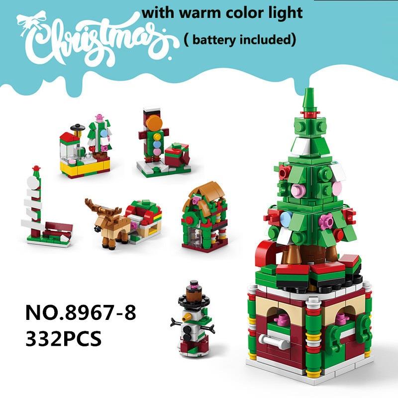 6 în 1 set de blocuri de construcții creative din seria de Crăciun, Kawaii, satul de iarnă, mini model de casă DIY, cărămizi, jucării pentru copii