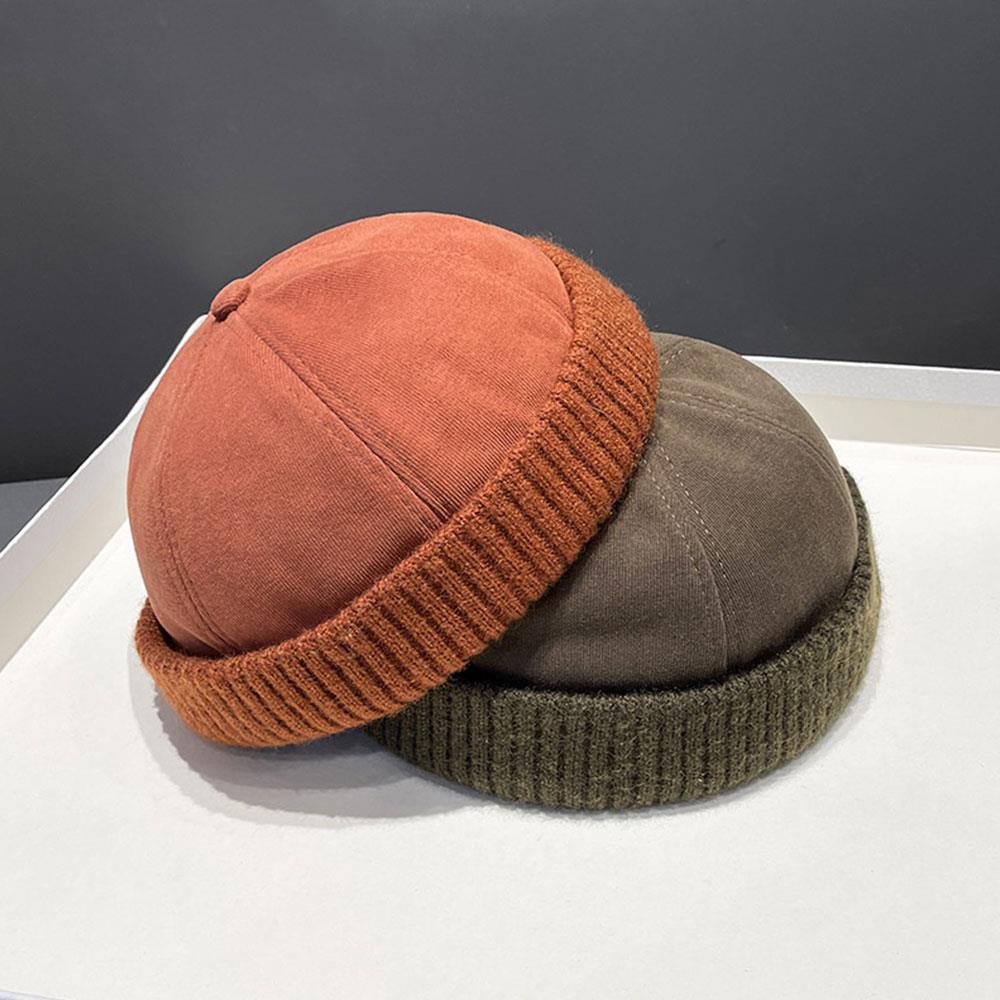 Men Melon Skin Hat Four Seasons Beanie Landlord Hat Versatile Hip Hop Hats Punk Girl Y2K Brimless Sailor Hat Bonnet Docker Cap