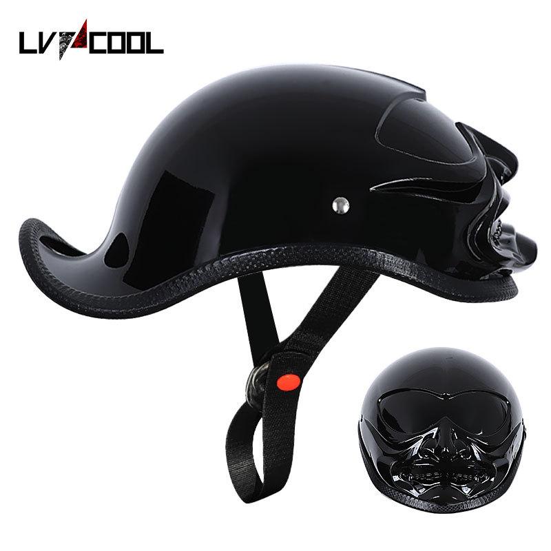 Motorcycle Portable Helmet Harley Ladle Helmet Warrior Mask Half Helmet Retro Motorcycle Electric Men's And Women's Hat Brims