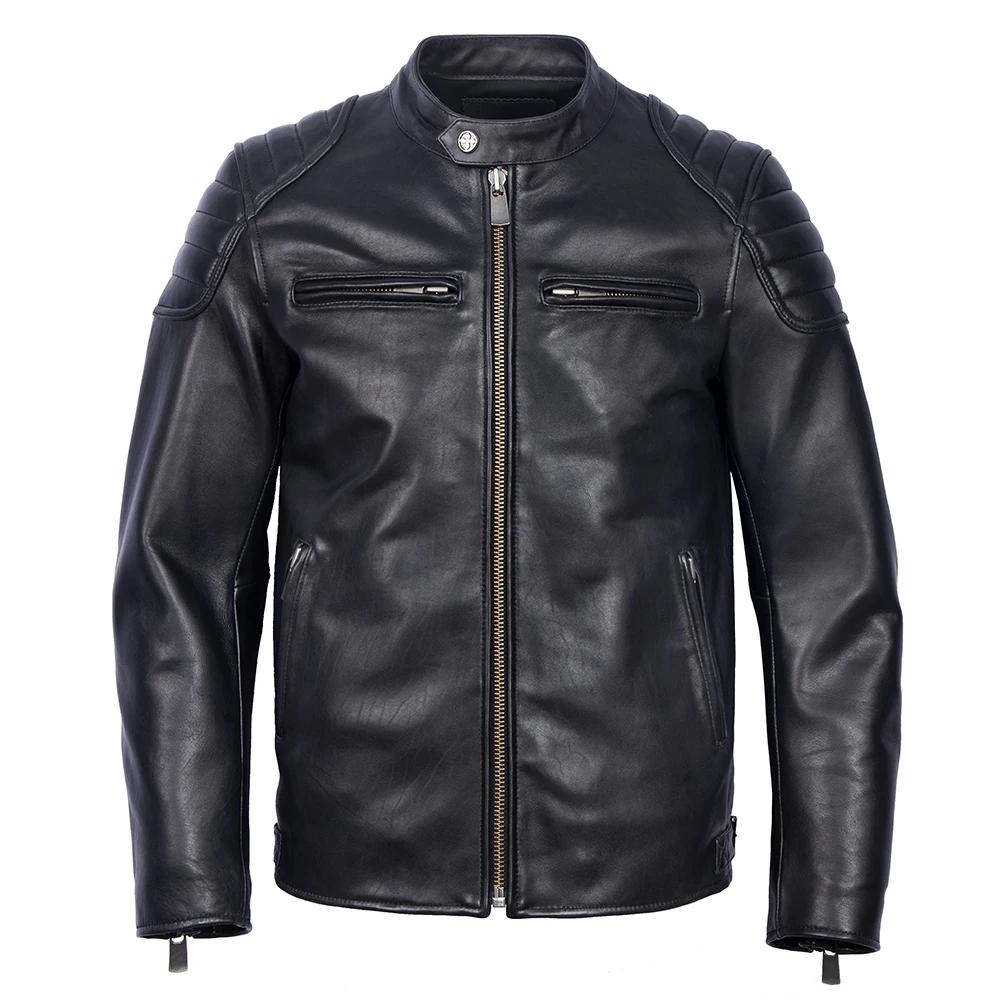 New Sheepskin Leather Jacket Men Motorcycle Biker Spring Natural Genuine Calfskin Leather Jackets Vintage Slim Short Male Coat